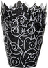 Muffin Greaseproof Paper Baking Cups, 2" x 3-1/2" Black Fancy Floral Print Tulip Baking Cup Case of 125 pcs