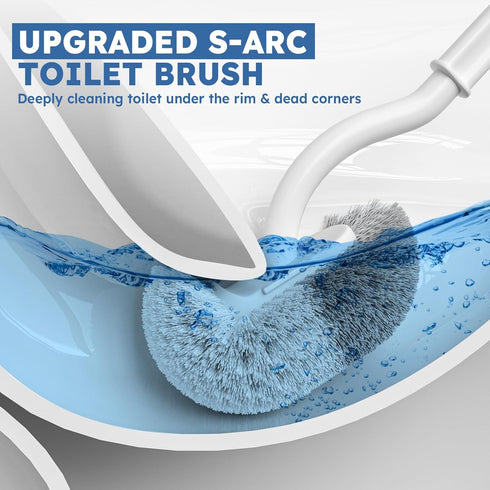 TRENTI 2 Pack Set (2, Toilet Brush, Toilet Brush and Holder with Durable Curved BristlesToilet Scrubber, Toilet Bowl