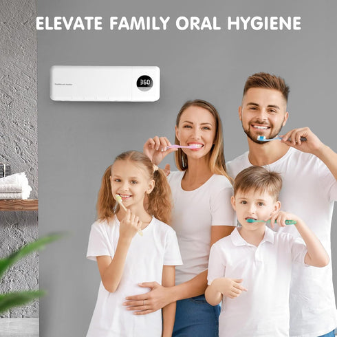 Littte Quokka 2000mAh 4 Little Quokka Toothbrush Sanitizeri Holder, Rechargeable Cordless Wall Mounted Holders