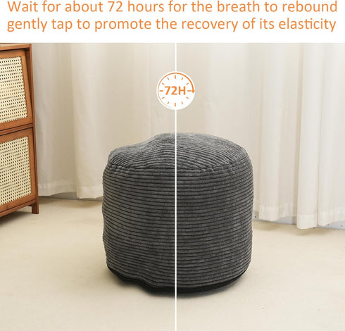 Yueyocici 20 15 Inches Pouf Ottoman Stuffed Round Modern Foam Filled Foot Rest Corduroy Poufs for Living Room Chair