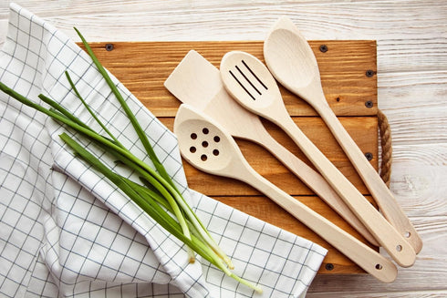 Healthy Wooden Spoons for Cooking, Set of 6, Safe Reliable Cooking Utensils, 100% Natural Nonstick Wood Spatula Spoon