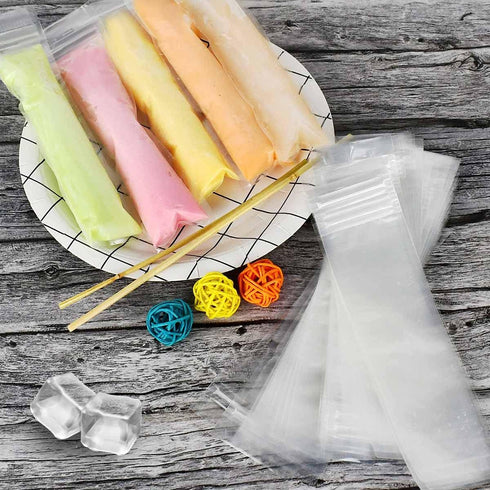 yuntop 60 Pack Ice Pop Mold Bags & Funnel Disposable Ice Mold Bags for Freeze Yogurt Sticks Juice Fruit Candy DIY