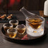 DUJUST Japanese Sake Set for 4, Glass Hammer Pattern in Golden Trim,