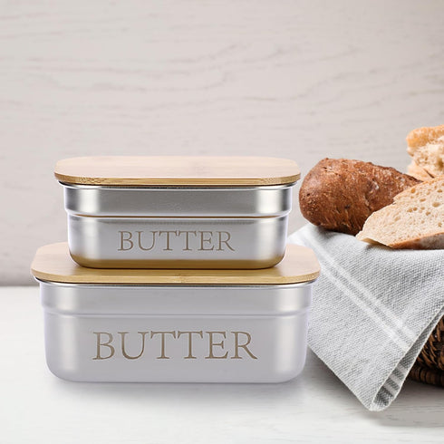 Stainless Steel Butter Dish with Lid, Kitchen Butter Keeper Container, Silicone Sealing, Holds 1 Stick West Coast Butter
