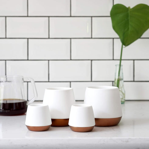 Fellow Joey Double Wall Ceramic Coffee Mug - Refined Matte White, Single 8 oz Cup