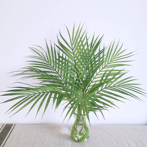 Artificial Areca Palm Leaves, 8 Pcs Faux Tropical Stems for Floral Arrangement, Hawaiian Luau Decor, 28 Inches Tall