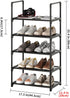 Hockmez 5-Tier Closet Room(Black-5Tier) Small Shoe Rack,Stackable Shoe Shelf Storage Organizer for Entryway Hallway