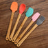 KSENDALO Small Spatulas for Kitchen Use - Silicone Mini Spatula with Bamboo Handle, Colorful