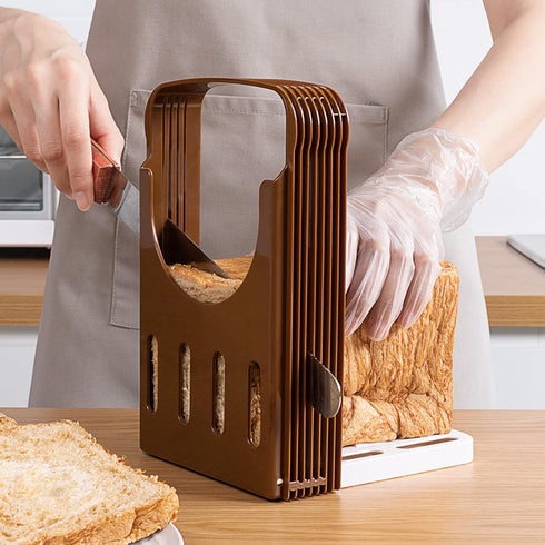 Bread Slicer Toast Cutter Kitchen Tools, Foldable Sandwich Slicing with 4 Thickness for Homemade Bread, 8.7 * 5.5 *