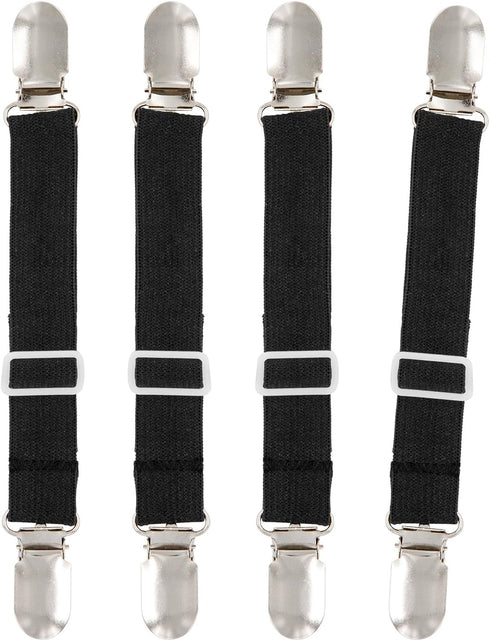 BetyBedy 4Pcs Adjustable Bed Sheet Fasteners, Elastic Straps Clips, Cover Grippers Holder for Mattress Pad, Sofa