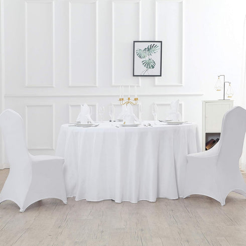 70 Inch Round Tablecloth, Washable Polyester Table Cloth for Wedding Party Dining Banquet (White)
