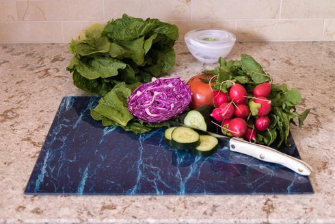 Glass Cutting Board by Clever Chef | Non Slip, Shatter-Resistant, Durable, Stain Resistant, Dishwasher Safe, 12" x