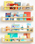 Forbena Natural Wood Nursery Bookshelves for Wall, 24 Inches Long Floating Book