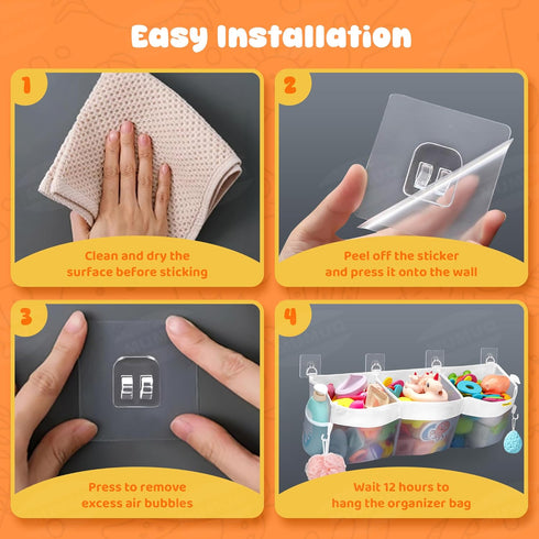3 Bath Toy Organizer Compartment Bath Toy Storage Bag Shower Caddy Quick Access Bathtub Toys Holder Baby Shower Games