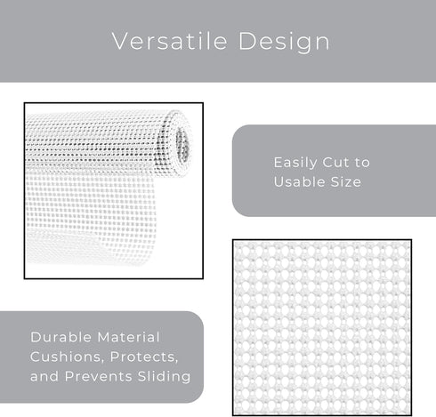 Smart Design Classic Grip Shelf Liner - Non Adhesive Home Organization Liners - Strong Grip, Easy Clean, White