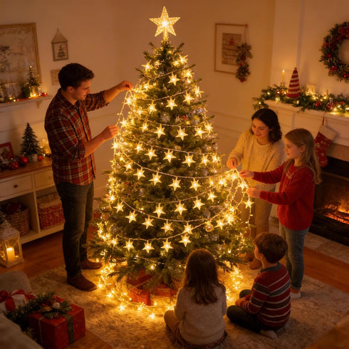 17 50 Star String Lights for Bedroom - Ft LED Fairy Christmas Lights Battery Operated, Indoor Outdoor Waterproof Star