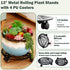 1 Packs 13" Large Metal Plant Caddy with PU Wheels Heavy-Duty Wrought Iron Rolling Plant Stands Indoor Outdoor Wheeled