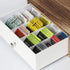 JACKCUBE DESIGN Rustic Wood Tea Storage Box with 12 Adjustable Compartments and White Faux Leather Drawer