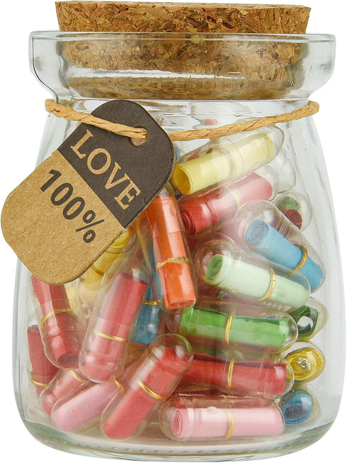 50PCS Love Capsules in Glass Bottles - Cute Message Capsules Pills for Boyfriend/Girlfriend & Birthday Christmas Gift