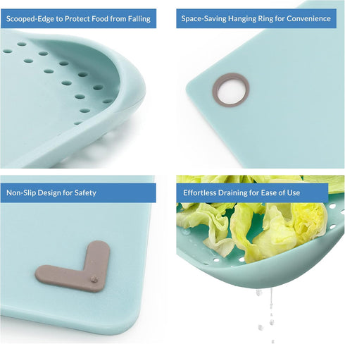PortoFino Small Non-Slip Plastic Cutting Board, Smart Draining Design, Mini Kitchen Cutting Board for RV Accessories