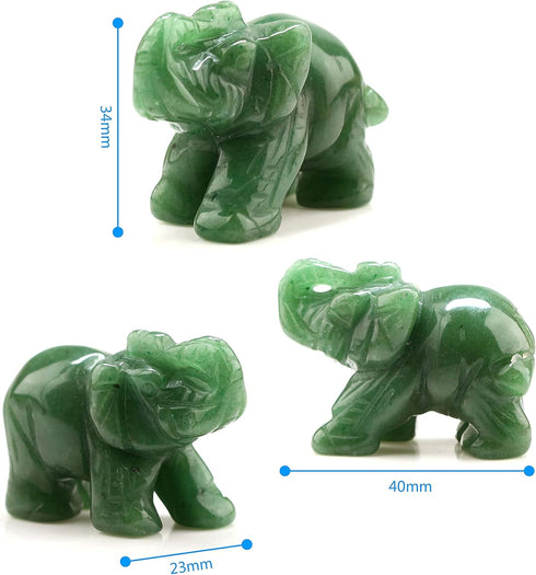 Carved Healing Crystals Gemstones Elephant Statue Figurine Collectible Decor, 1.5 inches (Mix 6pcs)