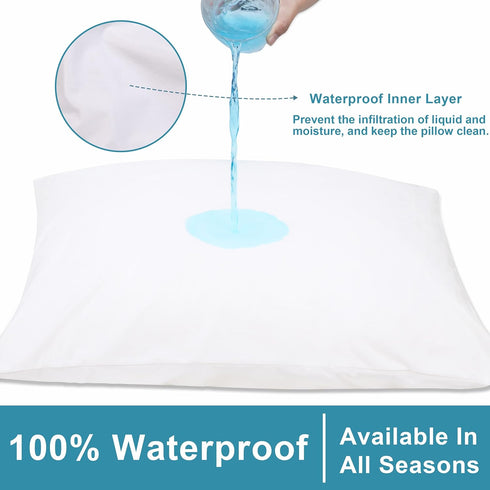 NTBAY 4 Pack Zippered Waterproof Pillow Protectors, Super Soft Quiet Zip Pillow Cases 20x26 Inches Jersey Pure White