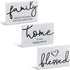Jetec 3 Pcs Blessed Family Home Rustic Wood Sign, Mini Decorative Farmhouse Table Decor, White