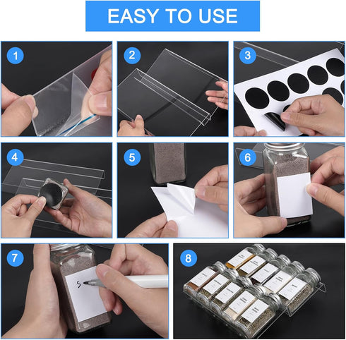 Acrylic Spice Organizer, Expandable Seasonings Spice Rack from 9" to 18", with 160 Labels for Drawer/Countertop