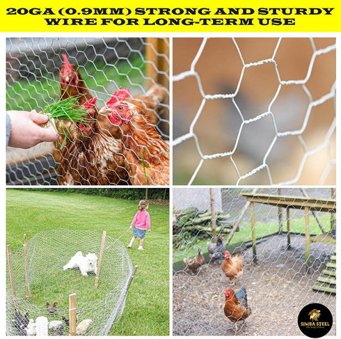 18 100 1 20GA 18 100) Chicken Wire in x FT x Mesh x | Poultry Wire Netting | Hot Dipped Galvanised | Hexagonal