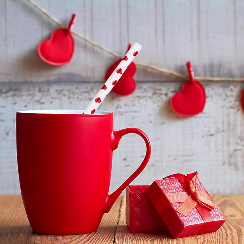 JANYUN 40 Pieces Valentine's Day Drinking Straws - BPA-Free 9" Reusable Straws for Family or Party Favors