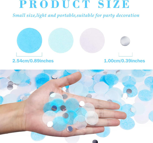 VCOSTORE 5000 Pieces Tissue Paper Confetti Circles, 1 Inch Round Dots for Birthday Wedding Party Decoration, Blue &