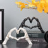 LCCCK White Hand Gesture Desk Statues Love Ornaments,Skull Couple Statue, Creative Wedding Home Desktop Decor,Heart