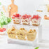 50 Pack 7 oz Zezzxu Square Dessert Cups with Dome Lids and Spoons, Plastic Pudding Cups with Lids Mini Parfait Shooter