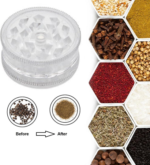 Kitchen Spice Grinder Acrylic, 2pc with Magnet, Clear Color