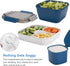 Freshmage 52-oz Salad Lunch Container To Go, 3 Compartments, Salad Dressings Container for Toppings, Snacks, Blue