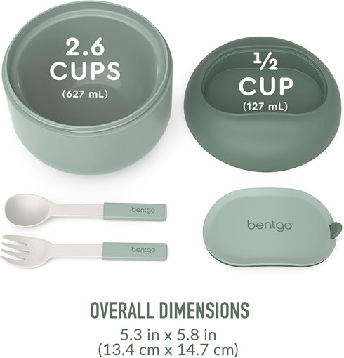 Bentgo Bowl, Insulated Leak-Resistant Bowl with Collapsible Utensils, BPA-Free, 21.2 oz, Khaki Green