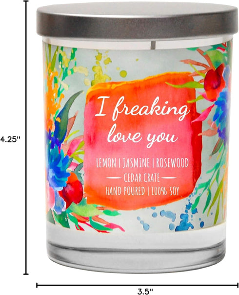 I Freaking Love You Candle Gifts for Women, Relaxing Gifts for Mother’s Day, Lemon Jasmine Rosewood Scented
