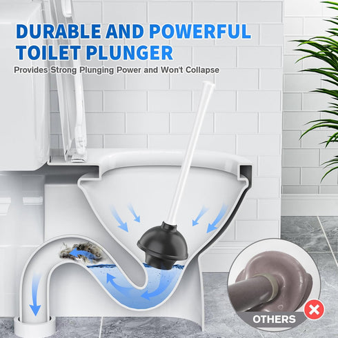 Toilet Plunger and Brush, Silicone Bowl Brush and Heavy Duty Toilet Plunger Set with Ventilated Holder, 2-in-1 Toilet Brush and Plunger Combo for Bathroom Cleaning (White, 1 Set) by LOVLOY