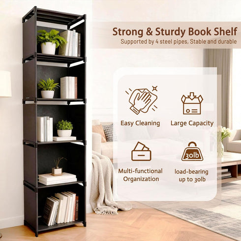 Gmrithaf 6 5-Cube 6 5 Tier Book Shelf, Storage Shelves, Tool-Free Assembly Kids Bookshelf, Bookcase Cube Storage