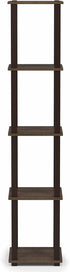 5-Tier FURINNO Turn-S-Tube Corner Square Rack Display Shelf, Walnut/Brown