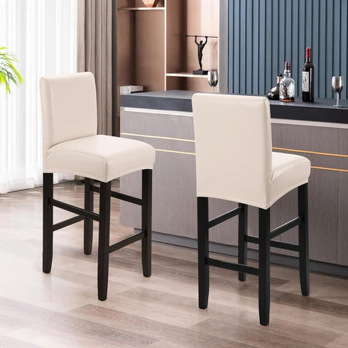 Counter (2 Pack, YISUN Waterproof Bar Stool Covers, Pu Leather Chair Cover Removable Washable Barstool Slipcovers