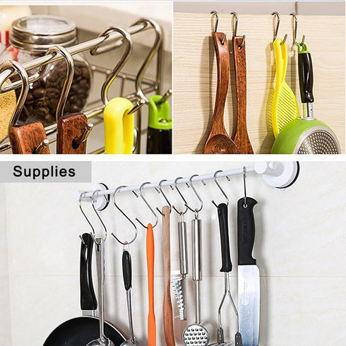 10 Pack Heavy Duty S Hooks, Black S Shaped Hooks for Kitchen, Bathroom, Bedroom, Office Hanging Hangers