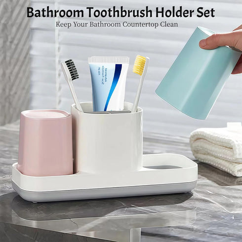 Set Toothbrush Holder for Bathroom, Kids Toothbrush Holder with Cups, Electric Toothbrush Holder for Bathroom Decor