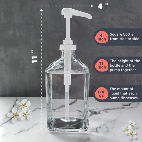37oz eBun Glass Mouthwash Pump Dispenser with Cups for Bathroom - Guest Bathroom Essentials, Mouthwash Container