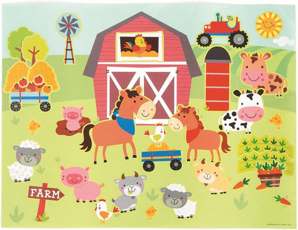 Fun Express Make Your Own Farm Sticker Scene - 12 Large Sheets - DIY Stickers for Kids - Party Favors