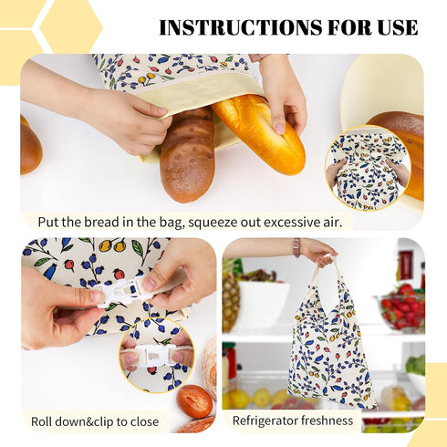 EHZYP 17x13 Inch (Berry-1PCS) Beeswax Bread Bags - Reusable Bread Storage Bags,Bees Wax Lined Bread Bags for Home Cooks