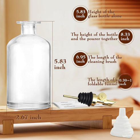 PLACHIDAY 350 ML Set 2,Home Premium Olive Oil Dispenser Bottles for Kitchen with Pourer, Elegant Olive Oil Bottle