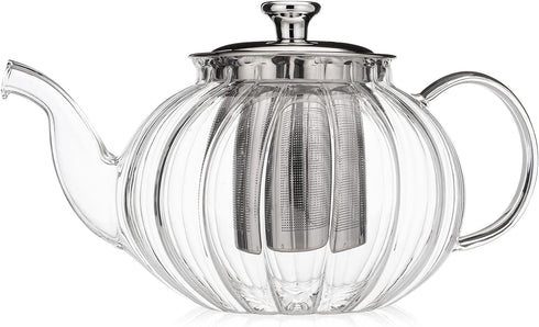 Teabloom Vienna Glass Teapot - Stain-Free Heatproof Glass, Stovetop Safe, Removable Stainless Steel Infuser, 37 oz.