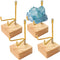 4 Pcs Rock Display Stand with Wooden Base, Adjustable Metal Arm Easel for Crystal Display, Small Rock Collection,