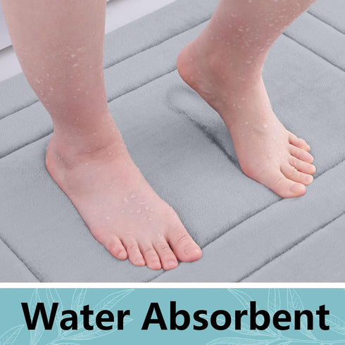 Arotive Ultra Soft Memory Foam Bathroom Rug Mat 30x20, Absorbent Machine Wash Dry Bath Mat, Grey